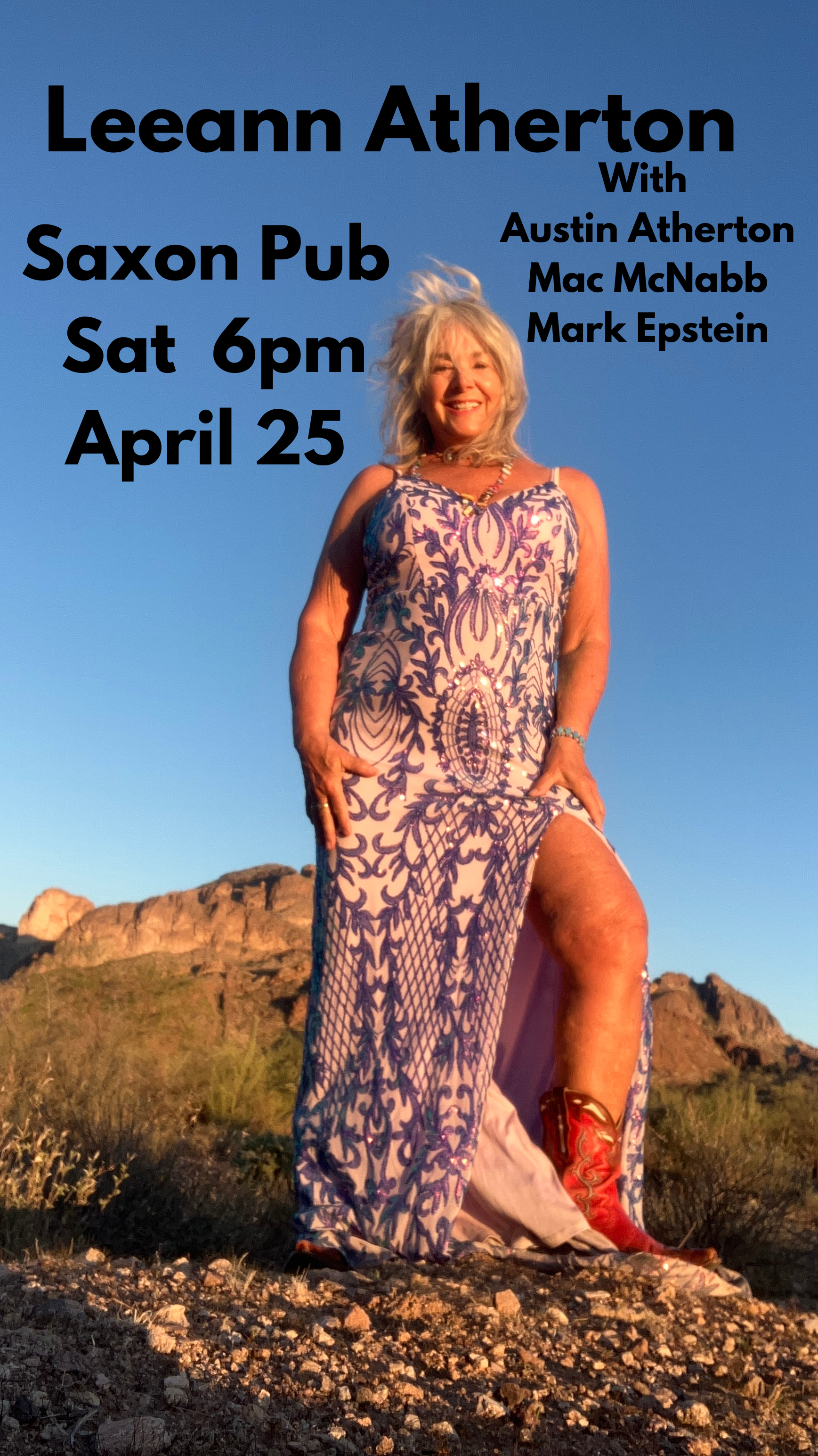 Leeann Atherton at Saxon Pub, Austin TX &mdash; Saturday April 25 at 6 PM, with Austin Atherton, Mac McNabb, and Mark Epstein